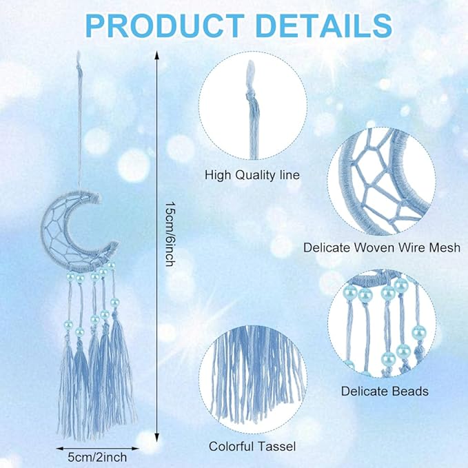INFUNLY 6 Set Small Moon DIY Dream Catcher Kit - Handmade Dream Catcher Keychain for Bag, Pendant, Car Mirror Hanger, Backpack Charm