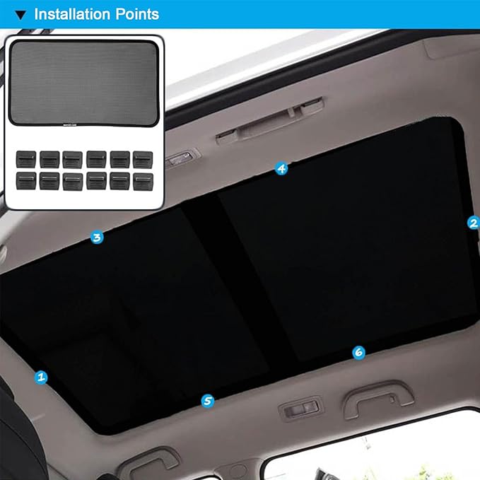 Car Glass Roof Sunshade Compatible with Audi Q5 2009-2017, One-Piece Sunroof Shade with Storage Bag, Foldable Sunshade Roof Cover, Heat Insulation, Sun Protection, No-Sagging
