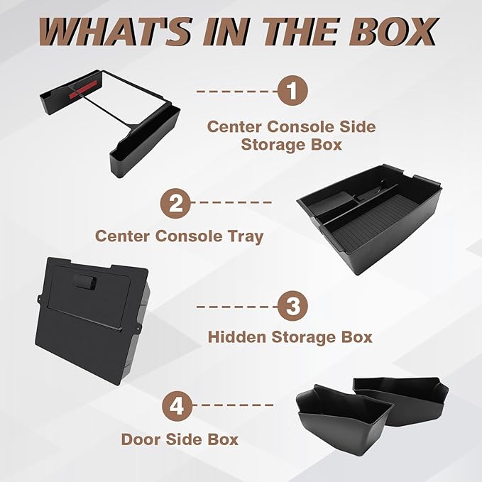 Muslogy Center Console Organizer Compatible with 2024 2025 2026 Toyota Tacoma Accessories Interior Storage Box Insert Tray Phone Pocket(Console Organizer+Hanging Storage Hidden Box+Door Inserts Box)