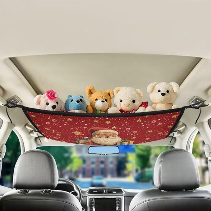 Santa Claus Star Car Roof Storage Bag Hanging Car Storage Bag All Car Storage Organizers Large Capacity Can Hold Mobile Phone, Wallet