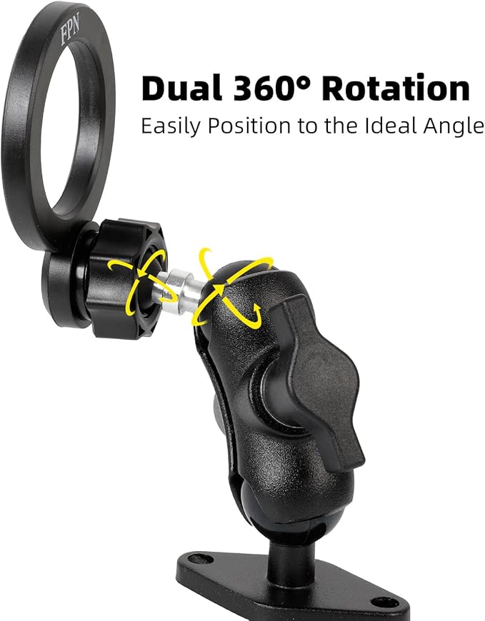 Magnetic Phone Holder Base for RAM Mounts, 1" (25mm) Ball Mount with Short Aluminum Alloy B Size Double Socket Arm, Compatible with Magsafe iPhone 17/16/15/14/13/12 Series