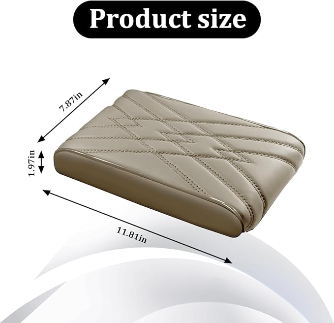 Car Center Console Cover, Memory Foam Vehicle Arm Rest Seat Box Cushion Pad, Scratch & Wear Resistant Automotive Middle Console Protector, Universal for SUV Automobile Truck (Beige)