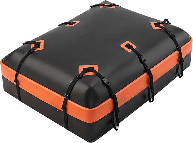 NEWBULIG Car Rooftop Cargo Carrier Bag, 20 Cubic Feet Duty Waterproof Bag for All Vehicles with/Without Racks. Includes Anti-Slip Mat, Reinforced Straps, 6 Door Hooks, Storage Bag & Luggage Lock.