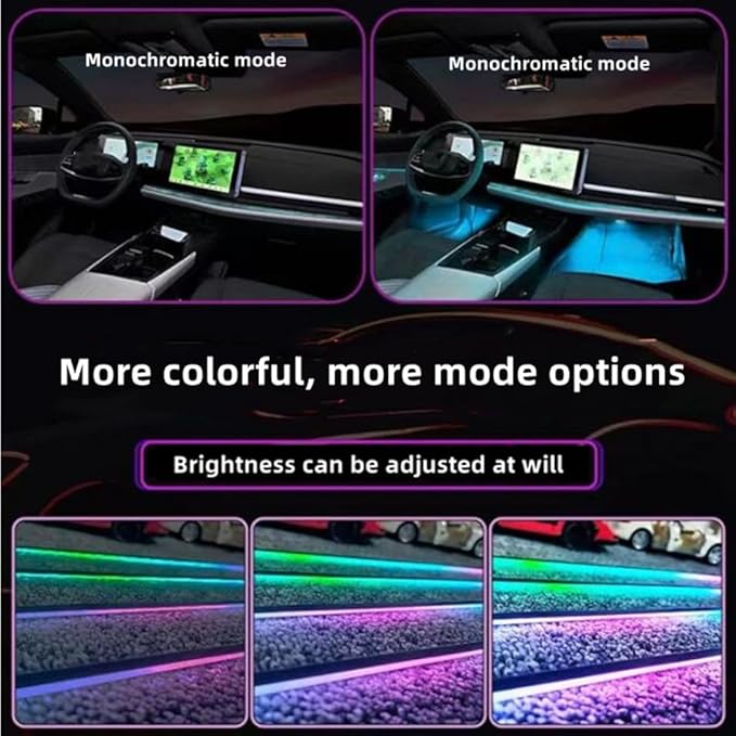 Car Interior LED Light Kit, 14-in-1 Ambient Lighting Strips, RGB Optical Fiber, Multiple Colors