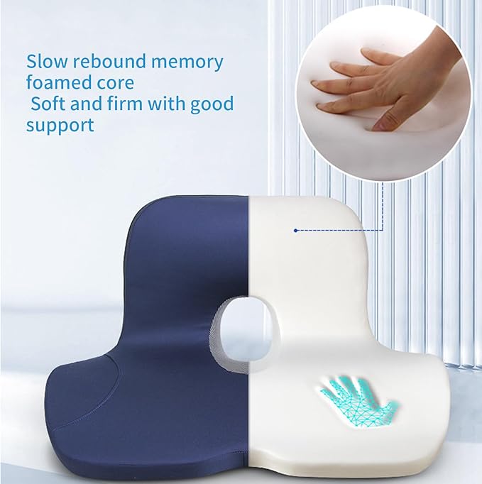 Chair Cushion - Car Seat Cushion with Back Support Pillow for Ergonomic Comfort, Non Slip with Memory Foam Relief, Lumbar Support Pad for Hips Women Men Office Travel Driving Home Car Use