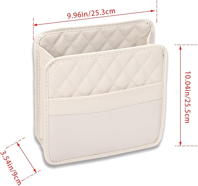 Car Seat Organizer Backseat with Storage Pockets, PU Leather Vehicle Backseat Hanging Storage Pocket, Multipurpose Automotive Travel Essentials Accessories, Universal for Most Cars (Beige)