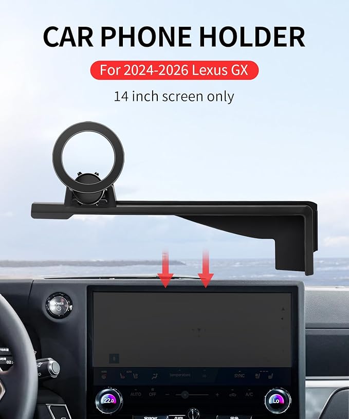 Car Phone Holder for 2024 2025 2026 Lexus GX Accessories 14-Inch Screen Fixed Clip, 360° Rotation Phone Mount Compatible with MagSafe,Cell Phone Holder Does Not Affect Air Vent