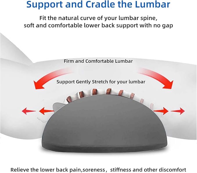 Lumbar Support Pillow for Sleeping,Premium Memory Foam Lower Back Pain Relief Bed Rest Support Pillows for Car Bed,Couch,Waist Support Care Cushion,Sleep Lumbar Pillow (Black Grey)