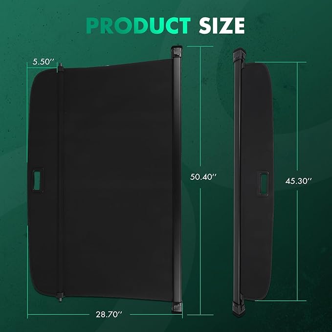 Cargo Cover for 2018-2023 Fit for Volkswagen Tiguan 1.4L 2018-2023 Fit for Volkswagen Tiguan 2.0L Retractable Rear Trunk Cargo Shade Luggage Security Cover Shielding Waterproof