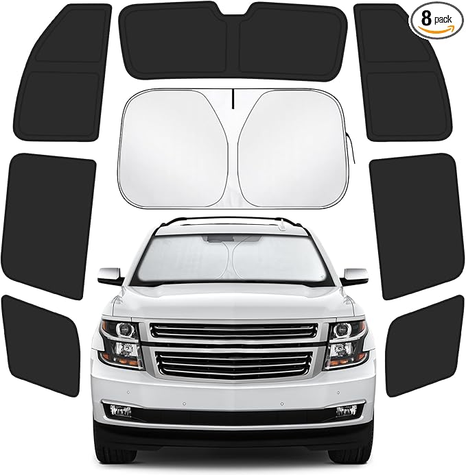 Car Window Shades Intended for Chevrolet Tahoe 2015-2020, Privacy Window Covers 8PCS for Side, Rear & Windshield, Car Shield Sunshade for Privacy Protection, Heat Blocking, Camping and Parking