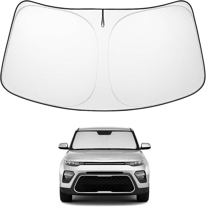 Proadsy 2026 Upgrade Windshield Sun Shade Custom Fit Kia Soul 2020-2025 2026 4-Layer Foldable Front Sunshade Protector Sun Visor Blocks UV Rays Keep Car Cooler