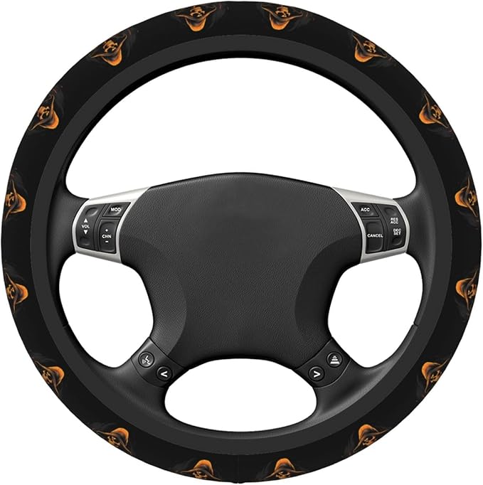 Funny Skeleton Skull Pumpkin Steering Wheel Cover Men, Comfortable Elastic Steering Car Wheel Cover Fit 15 inches Universal Accessories Suvs Trucks Decor