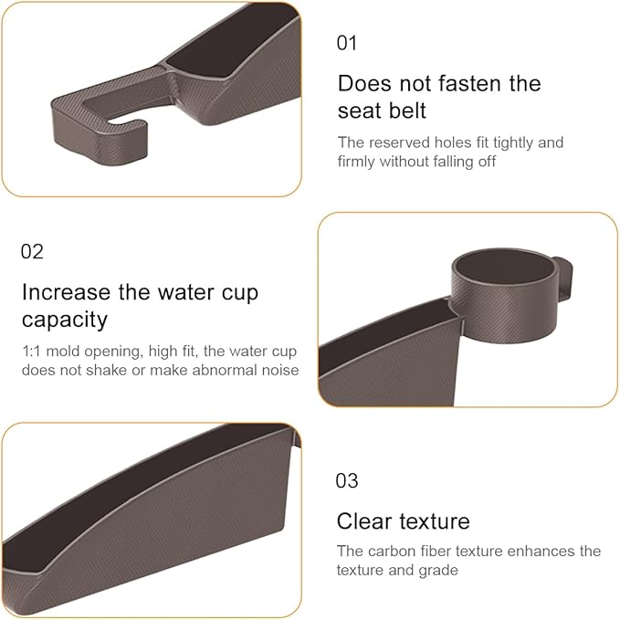 2PCS Car Seat Gap Filler, Dual Slot Carbon Fiber Vehicle Side Seat Gap Organizer Strip with Cup Holder, Auto Console Guard Spacer Stop Things from Dropping, Universal Fit (Brown)