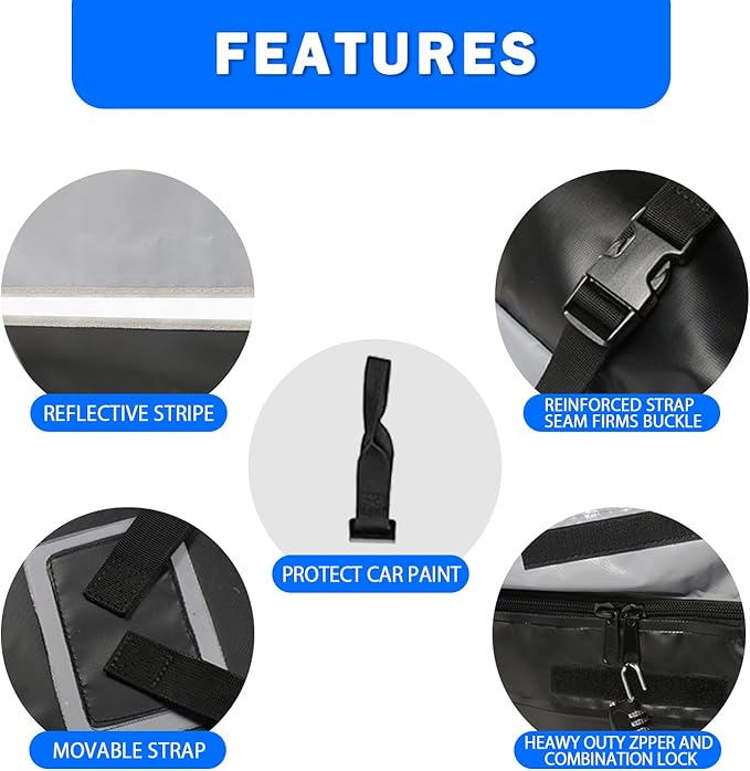 Car Rooftop Bag Cargo Carrier Bag 21 Cubic Feet Waterproof Heavy Duty for All Cars with/Without Rack Including Anti-Slip Mat 2 Luggage Locks 2 Extra Straps 6 Strong Nylon Straps Storage Bag