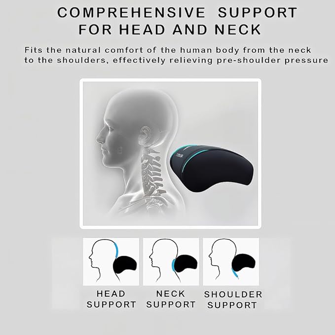 Car Headrest Neck Pillow Support Ergonomic, with Valve Stem Covers Accessory for Driving Seat Fatigue Relief Compatible with Model S X 3 Y & Cybertruck - 1 Piece