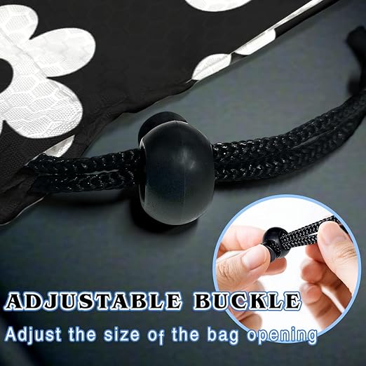 Car Trash Bag Hanging Back of Seat with Adjustable Snap Buckle Strap Cute Printed Drawstring Garbage Bags for Car-Groovy Flowers
