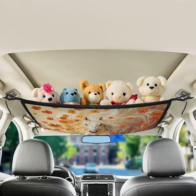 Horse Flower Car Roof Storage Bag Car Storage Bag Organizer Multi-Purpose Car Bag Storage Box Organizer Pouch Pocket Large Capacity Storage for Small Items