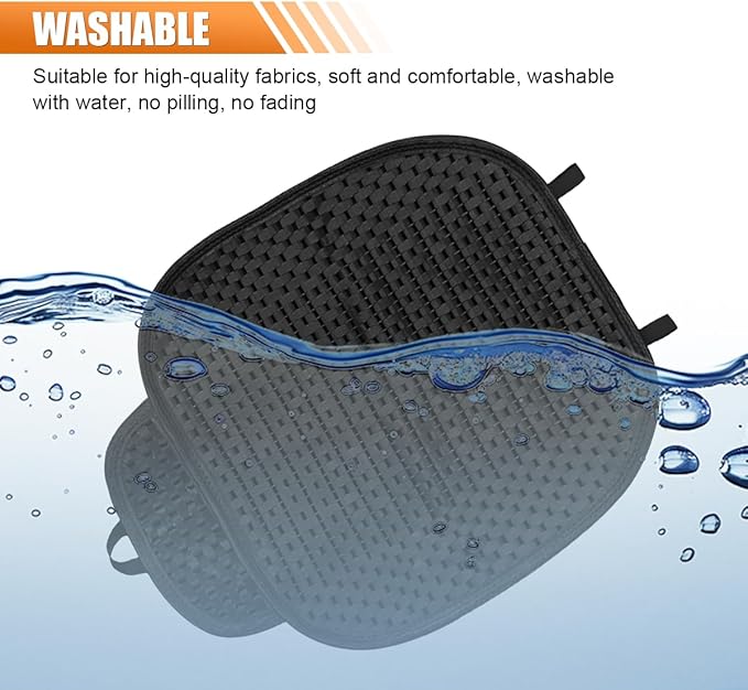 2PCS Ice Silk Car Seat Cushion, Breathable Cooling Anti-Slip Car Seat Protector Cushion with Storage Pocket, Universal Comfort Front Drivers Seat Cover Pad for Cars SUV Truck Interior (Black)