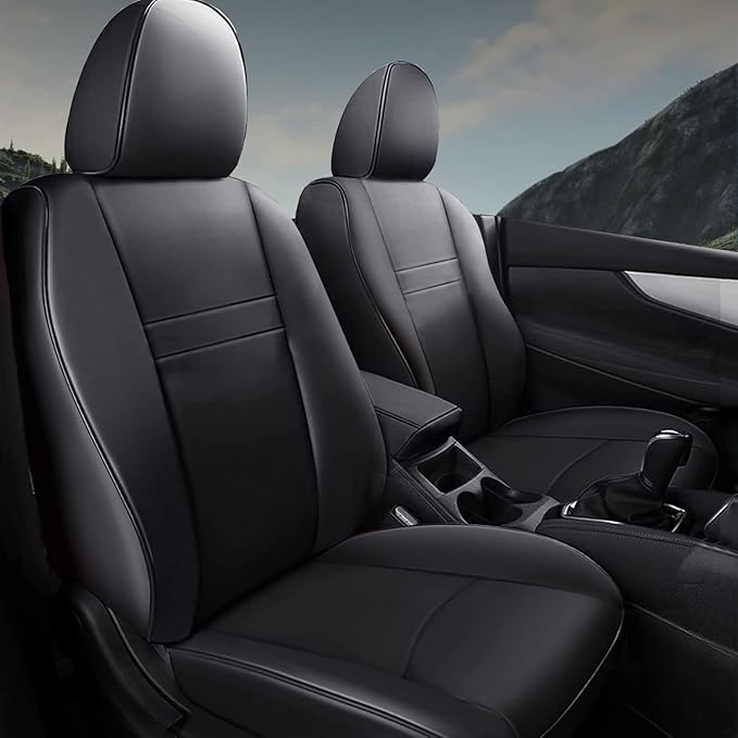 AOMSAZTO Custom Fit Seat Cover for Nissan Rogue Regular(Not for Hybrid &Sport) 2014 2015 2016 2017 2018 2019 2020 Full Set Faux Leather Rogue Seat Cover Protector Black