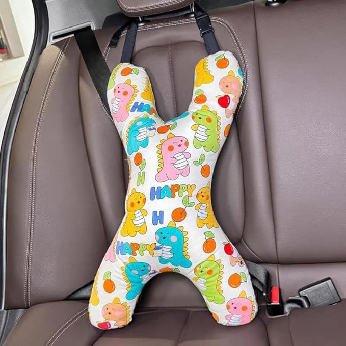 X-Shaped Car Travel Pillow for Cars Seat Kids Adults Head and Body Support Pillow Cartoon Neck Pillows Soft Long-Distance Travel Car Sleeping Seat Belt Pillows Breathable Cars Aircraft Travel Cushion