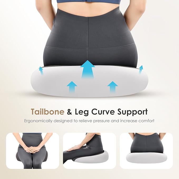 FLORICH Car Seat Cushion & Lumbar Support Pillow & Car Neck Pillow, Ergonomic Memory Foam Driving Seat Cushions for Back & Sciatica Pain Relief, Non-Slip Cushion for Car, Office Chair,Wheelchair-Gray
