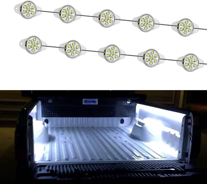 iJDMTOY 10-Piece Universal Fit 90-LED Waterproof Xenon White Truck Bed Cargo Area LED Lighting Kit