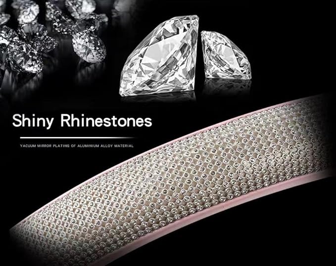 Steering Wheel Cover Women Pink Bling Diamond Steering Wheel Cover, Leather Cute Steering Wheel Covers with Crystal Rhinestones, Breathable, Anti-Slip Universal Fit 14.5-15 Inch Bling Car Accessories