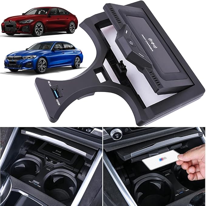 Wireless Car Charger Compatible with BMW 3 Series G20 2020 2021 BMW 4 Series G22/G23/G26 2021 Support Original Car with NFC BMW Center Console Accessory Panel 15W Fast Phone Charging Pad