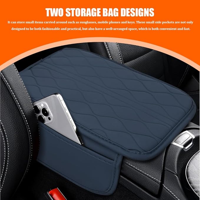 Leopard Cheetah Print African Animal Hunting Auto Center Console Armrest Pad, Car Center Console Cover, Auto Accessories Soft Comfort Armrest Cover Cushion Mat for Most Cars (Blue-K3)