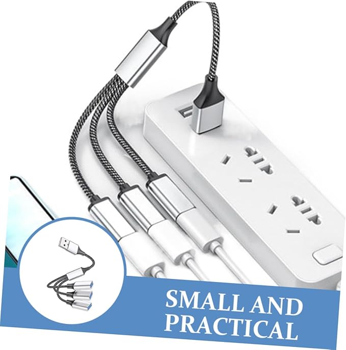Kisangel USB Splitter Hub Multi-Port Extension Cable Adapter for Computers and Cars Silver USB Power Splitter with Fast Transmission and Wide Compatibility No Driver Needed Port Expander