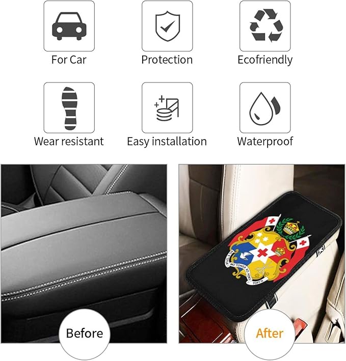 SEAEAGLE National Emblem of Tonga Car handrail Box Cushion Vehicle Center Console Armrest Cover Pad Soft Comfort Universal Fit