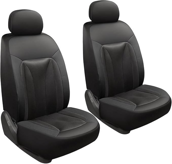 GIANT PANDA 2 Pack Front Mesh Seat Covers Custom Fit Toyota Tacoma 2016 2017 2018 2019 2020 2021 2022 2023 2024 2025 Double & Crew Cab SR,SR5,Limited,TRD Pro,TRD Sport TRD Off-Road,Faux Leather(Black)