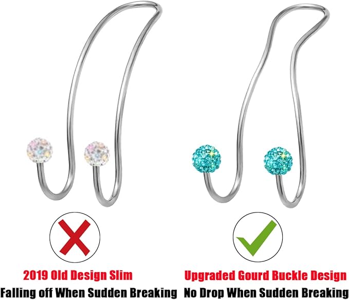 MTGOCHA Bling Purse Hook for Car Headrest, Upgraded Cute Car Seat Hooks for Bag Handbag, Durable Stainless Auto Purse Hanger Holder 2 Pack, Lake Blue