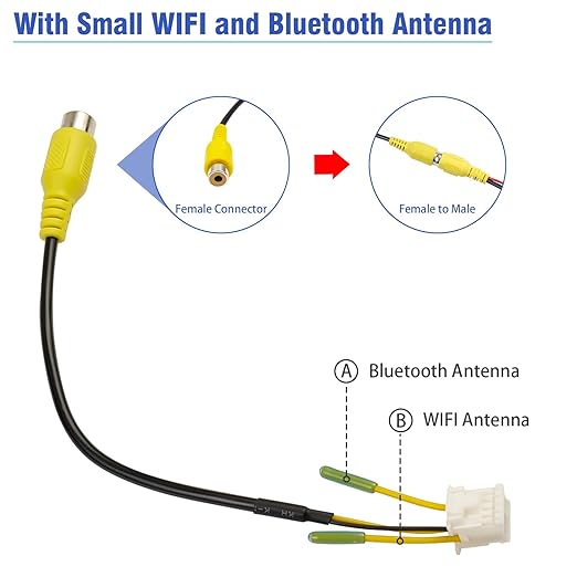 10Pin RCA Wiring Harness Connector for Android Car Stereo Radio Backup Camera RCA Video Input Adapter Replacement Cable, USJY37