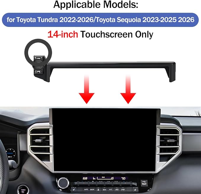 Car Phone Holder for Toyota Tundra 2022-2026/Sequoia 2023-2026 14-inch Touchscreen, Cell Phone Mount Compatible with MagSafe, Designed Exclusively for Toyota Tundra/Sequoia