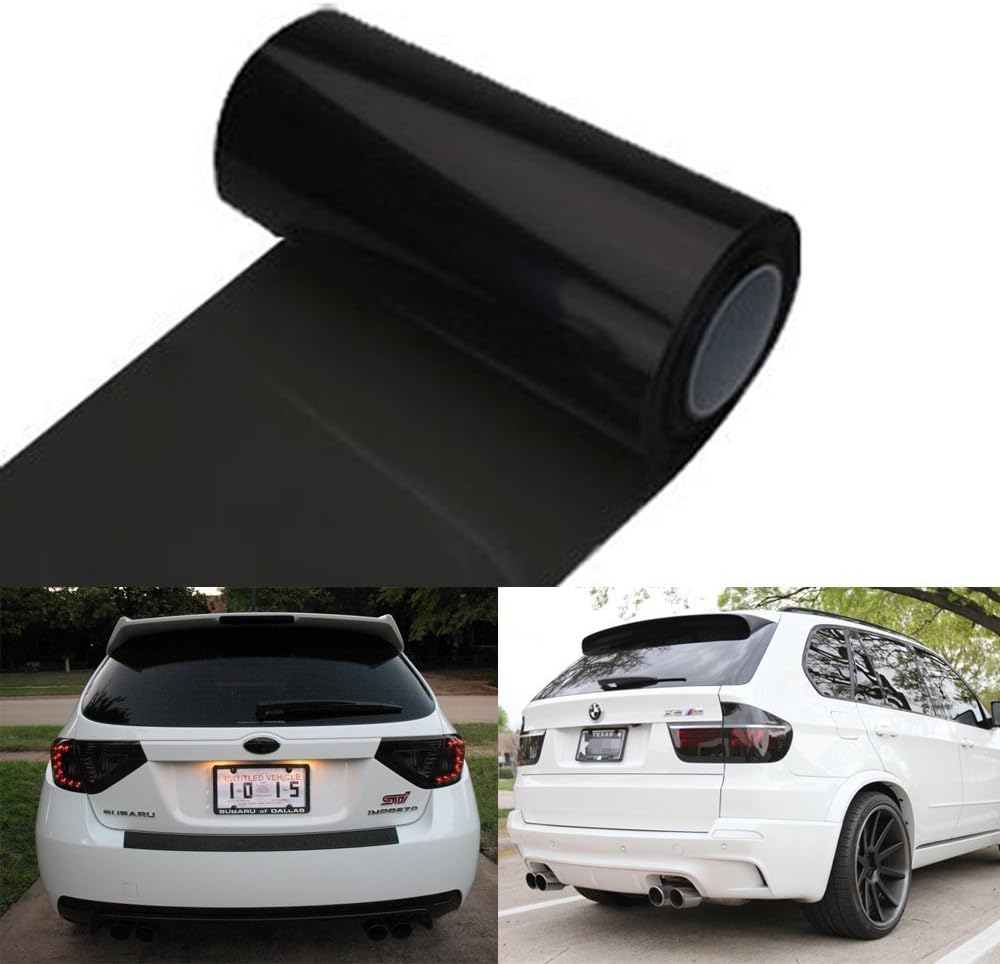 12 by 48 Inches Self Adhesive Headlight, Tail Lights, Fog Lights Tint Vinyl Film (12 X 48, Dark Black)