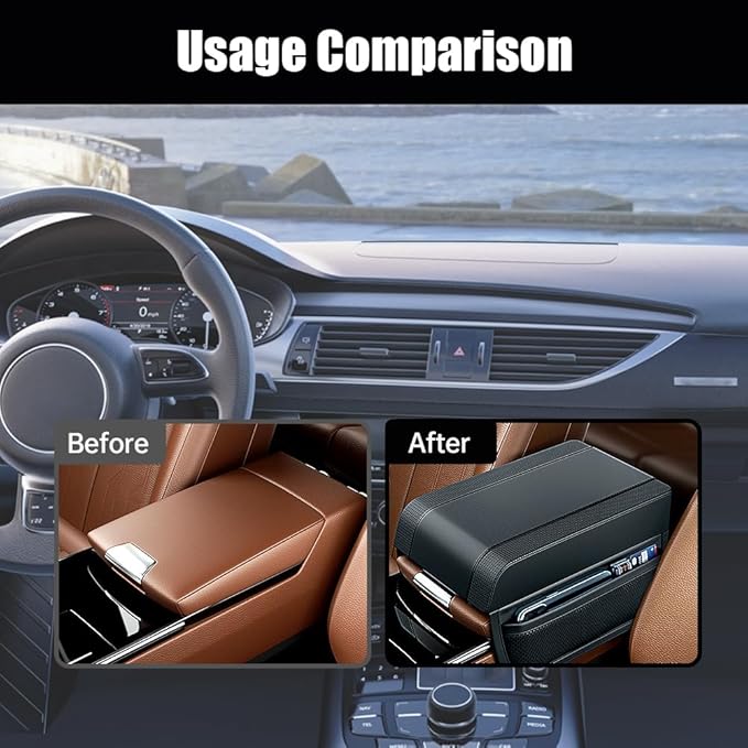 Universal Car Armrest Booster Cushion, 2024 New Memory Cotton Car Armrest Box Pad Auto Center Console Pad, Upgrade Waterproof Car Center Console Cover Pad Elbow Rest Box Covers (Brown)