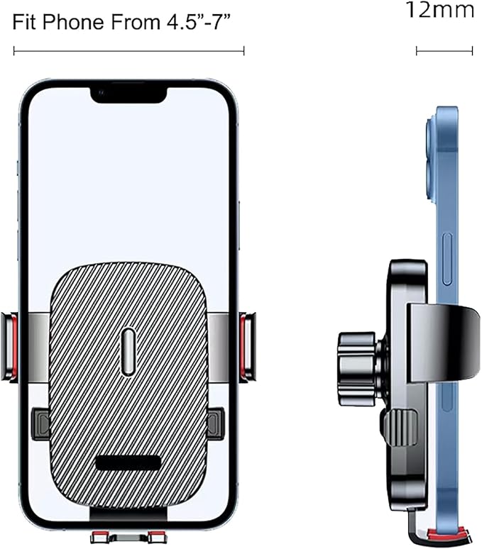 Car Phone Mount Cellphone Holders for Cars with Metal Hook Clip, Air Vent Cell Phone Stand Car Mount, Universal Automobile Cradle Fit for iPhone Android and Smartphones