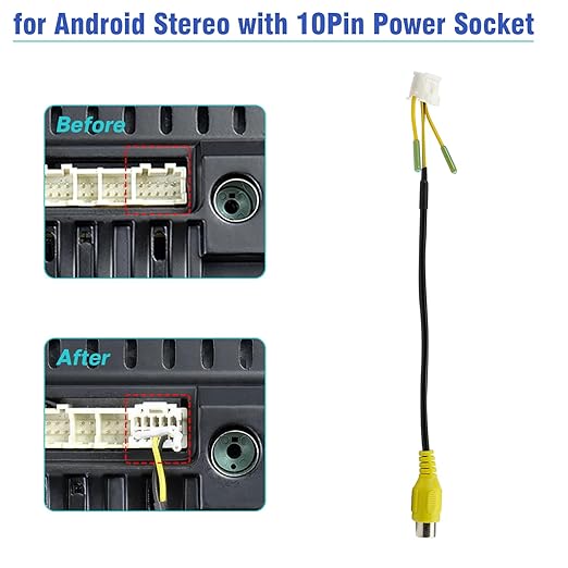 10Pin RCA Wiring Harness Connector for Android Car Stereo Radio Backup Camera RCA Video Input Adapter Replacement Cable, USJY37