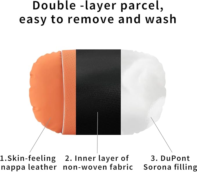 2 Pcs Car Headrest Neck Pillow for Driving,Premium Skin-Feeling Napa Leather Soft and Comfortable Headrest,Two Gears of Height Adjustment Car Seat Headrest Pillow Car Interior Accessories