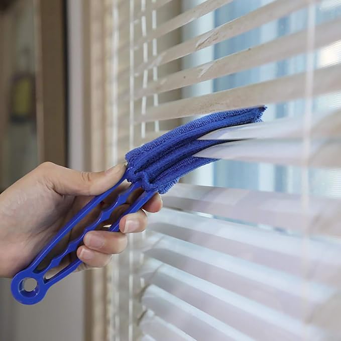 Universal Blind Cleaning Brush, 2 PCS Venetian Blind Cleaner Brush, Shutter Brush, Microfiber Duster Tool for Window Blinds,Air Vents, Keyboard, Car AC, Washable Reusable Gap Cleaning Brushes (Blue)