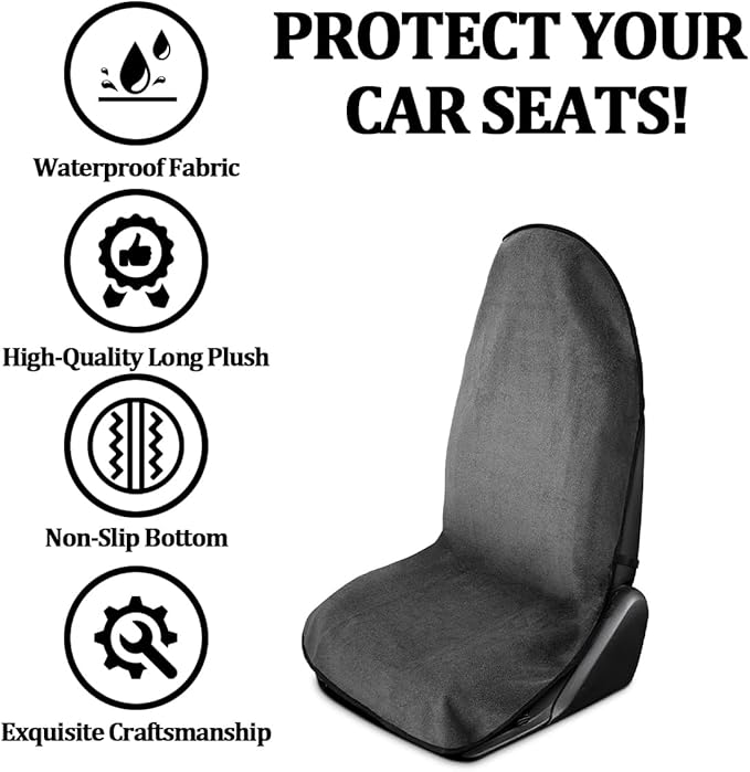 Car Towel Seat Cover, Performance Microfiber Washable Non Slip Vehicle Front Seat Covers, Sweatproof Automotive Interior Chair Protectors, Universal for SUV Automobile Truck (Grey)