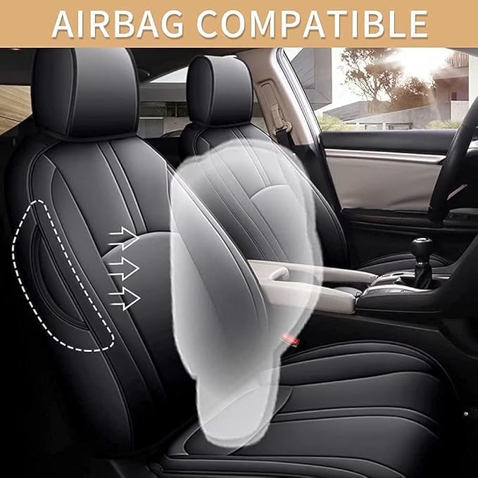 AOMSAZTO Custom Fit Seat Covers for Honda Civic Seat Covers Hatchback EX Sport Touring EX-L 2018 2019 2020 2021 Full Set Faux Leather Breathable Car Seats Covers Black