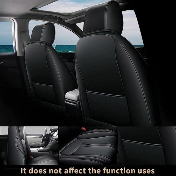 AOMSAZTO Custom Fit Seat Covers for Honda Civic Seat Covers Hatchback EX Sport Touring EX-L 2018 2019 2020 2021 Full Set Faux Leather Breathable Car Seats Covers Black