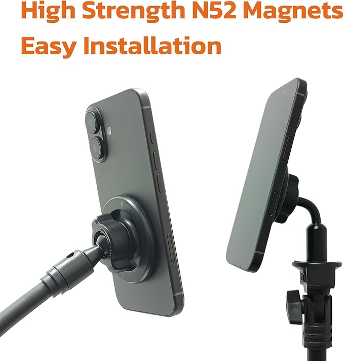 YKI 17mm Magnetic Phone Mount Adapter Compatible with Mag Safe, ViewStable Magnetic Car Phone Mount for 17mm/0.67inch Ball Socket, 360 Degree Rotatable Ball Mount Adapter for All Smartphones