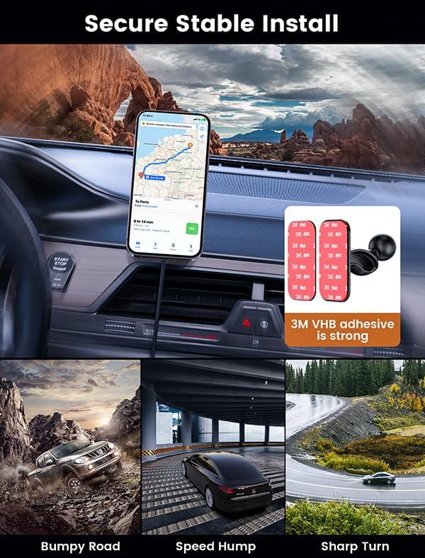 MOKPR for Magsafe Car Mount Charger-15W Wireless Car Charger-Magnetic Car Phone Holder for Dash Air Vent-LED RGB HandsFree Car Mount Fast Car Charger for iPhone 14/13/12 Series