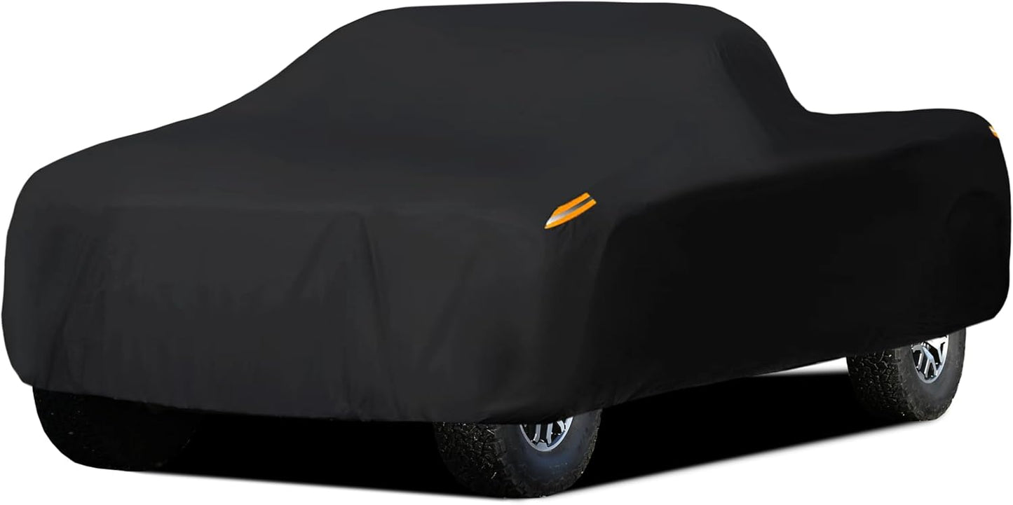 MORNYRAY Waterproof Car Cover All Weather Snowproof UV Protection Windproof Outdoor Full Truck Cover, Universal Fit for (All Black, Fit Truck Length 242-250 inch)