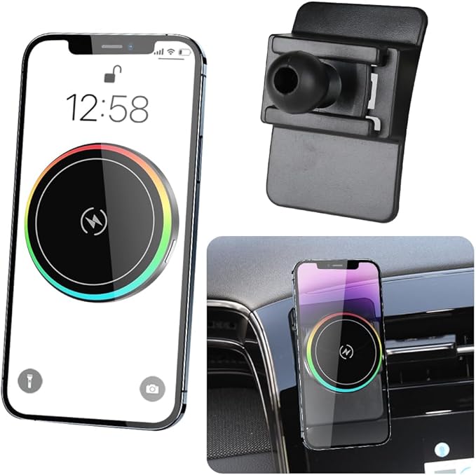 Car Magnetic Phone Mount for Hyundai Tucson 2022 2023 2024 and Hyundai Santa Cruz 2022-2024 Auto Accessories Best Cellphone Holder Fast 15W Wireless Charger Cell Phones Charging Screen Stand