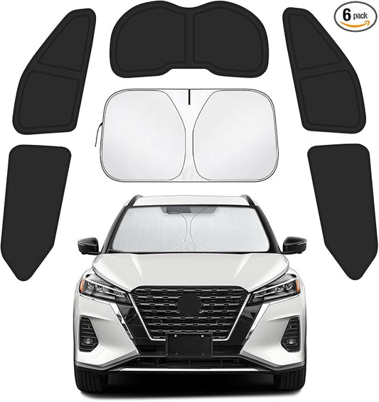 Car Window Shades Intended for Nissan Kicks 2018-2024, Privacy Window Covers 6PCS for Side, Rear & Windshield, Car Shield Sunshade for Privacy Protection, Heat Blocking, Camping and Parking