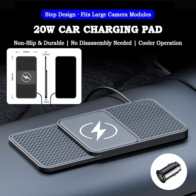 Car Charger for Ford Ranger 2024-2025, 20W Fast Charging Pad for Phones, Plug & Play Cord-Free Charging Pad with Step Design for Commutes Home Travel Use,B USB 30cm